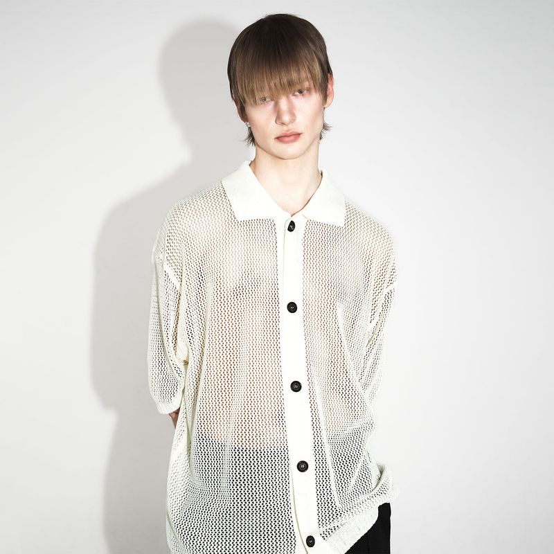 ULKIN（オルキン）の「[ULKIN] MUGUNG Crochet Half Shirt_Ivory（Tops）」