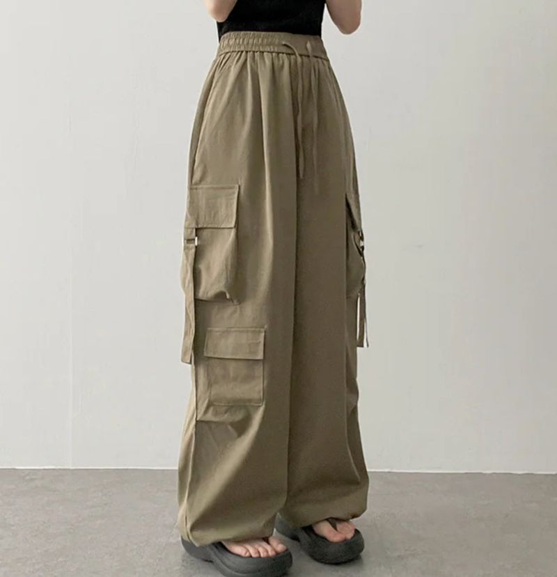 Send-banding two-pocket cargo wide pants