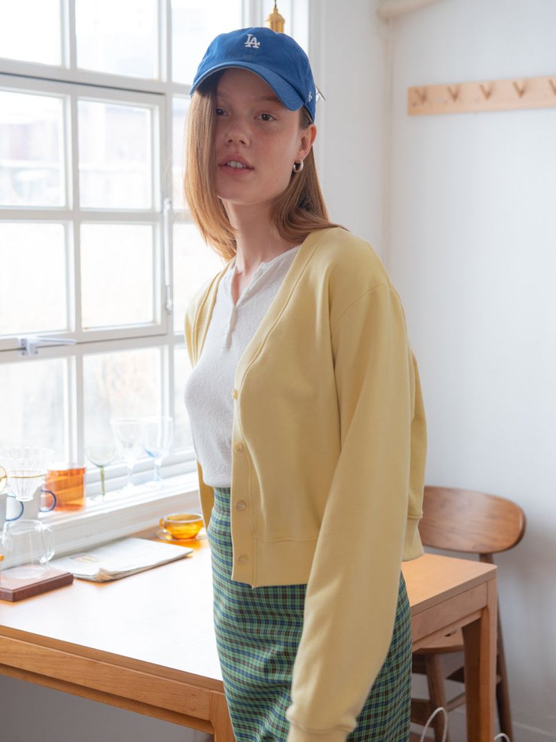 COTTON V-NECK CARDIGAN_YELLOW