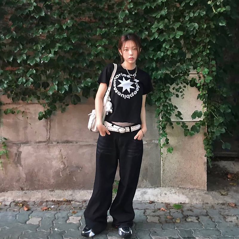 (W)MM CROP ROUND LOGO TEE (BLACK)