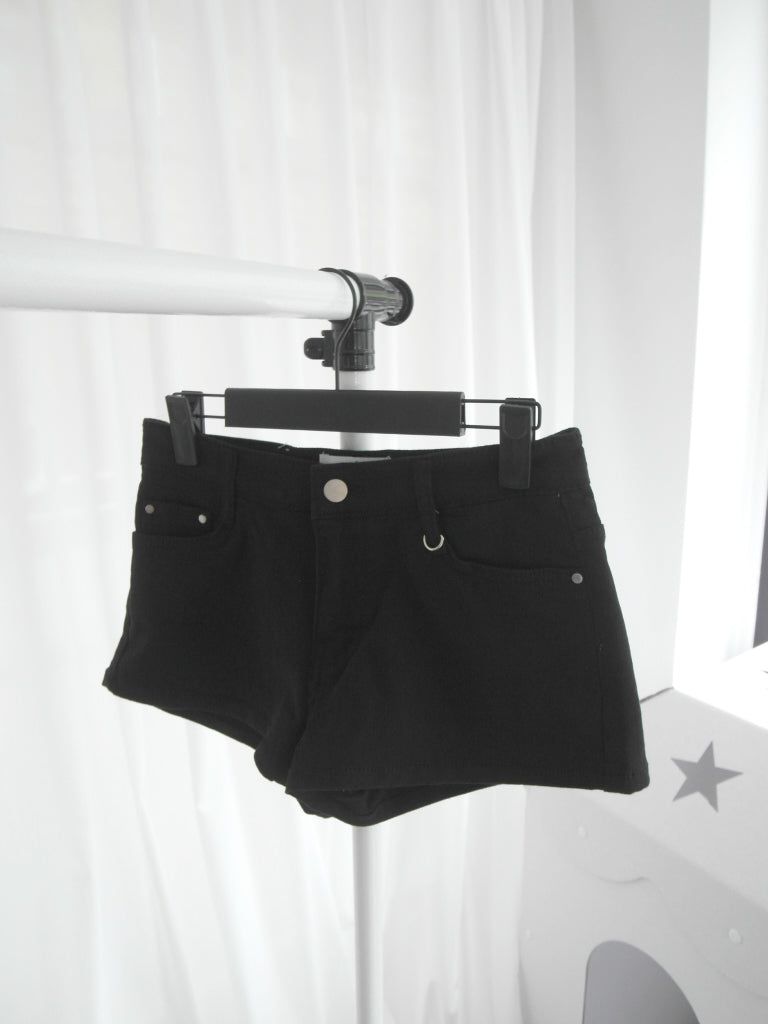Black Spand Denim Shorts