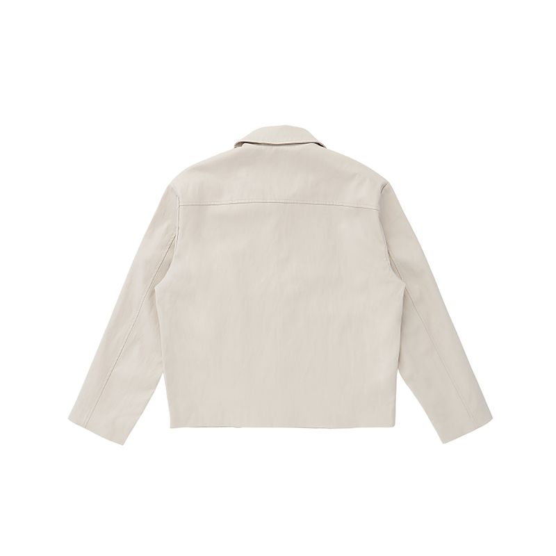 Leather Collar Button Jacket 3COLOR