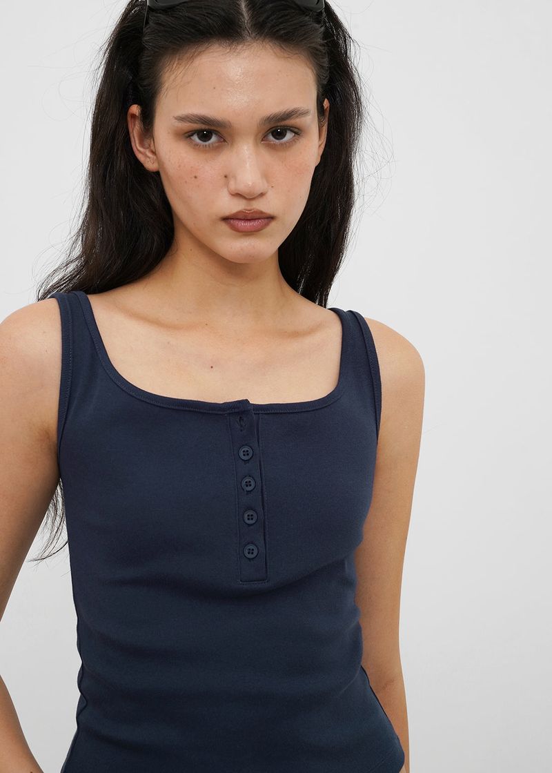 [B-BASIC] Tension Standard Square Henley Neck Sleeveless Top (2 SIZE)