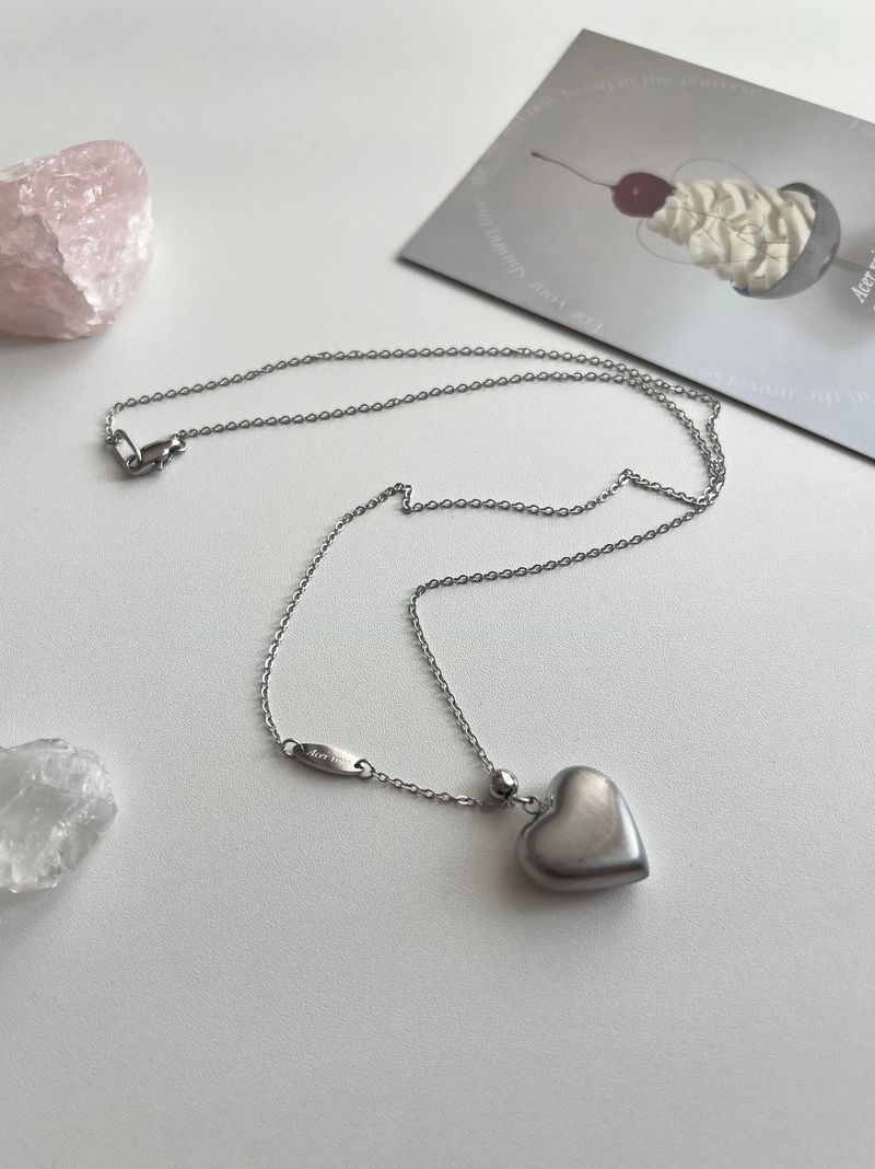 vh matte long heart ball coin layered necklace