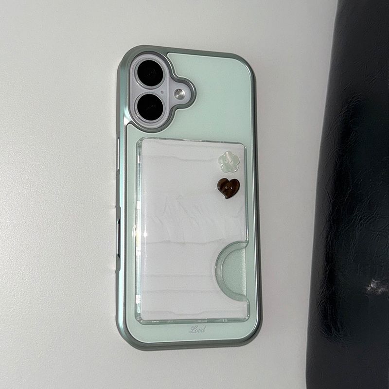 [MADE] BASIC MINT PHONE CASE (glass silver bumper)