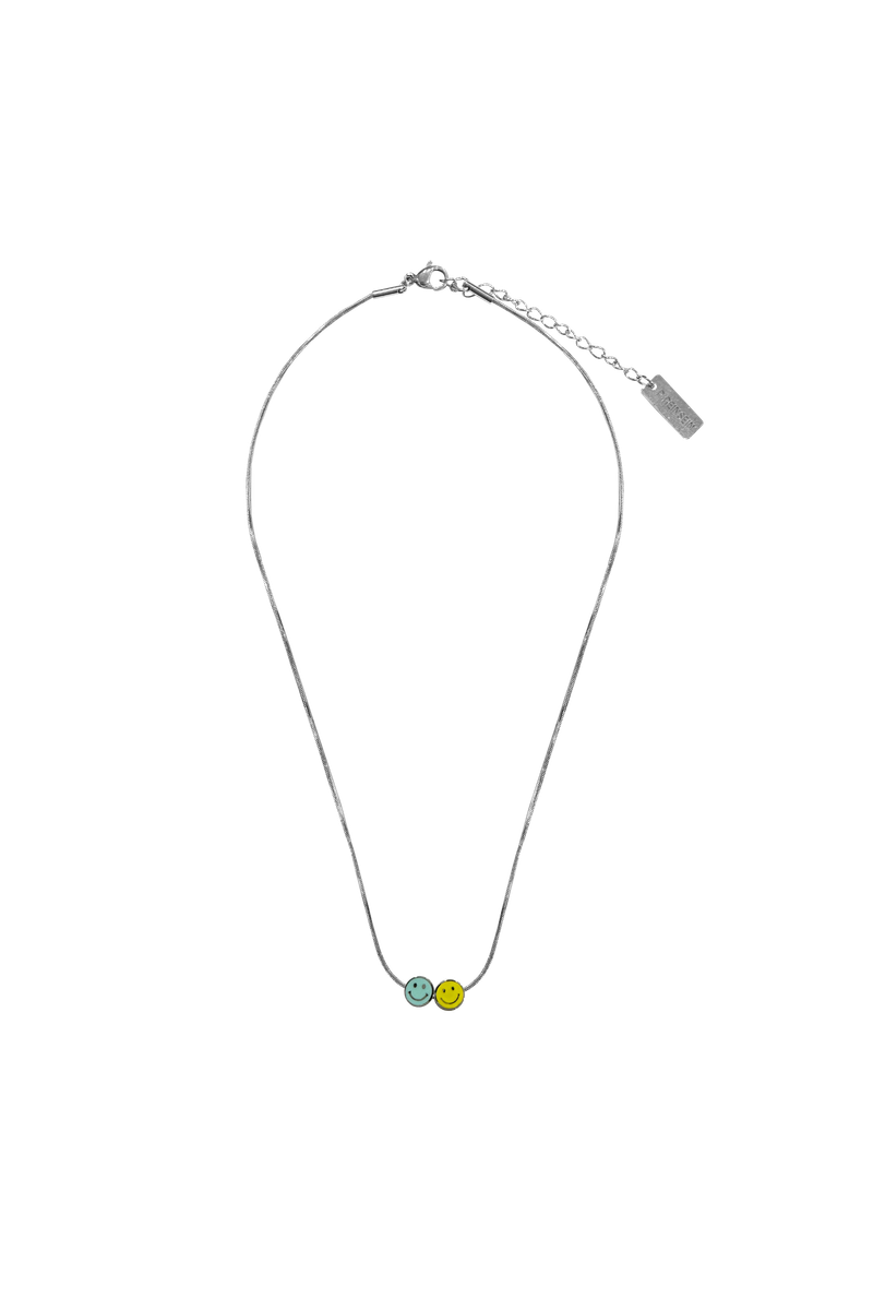 Snake chain] mini double smile necklace