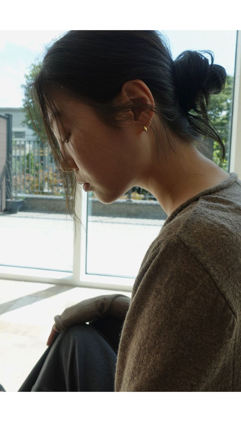 gold almond earrings
