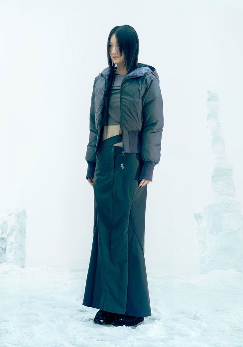 Reversible Check Padded Jacket / Charcoal