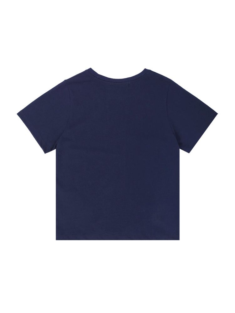T1009 W FLOWER T-SHIRT_NAVY