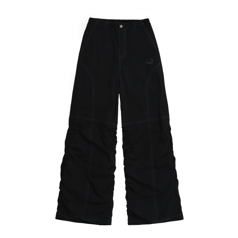 Diagonal cut Stitch Shirring Pants - 2COLOR