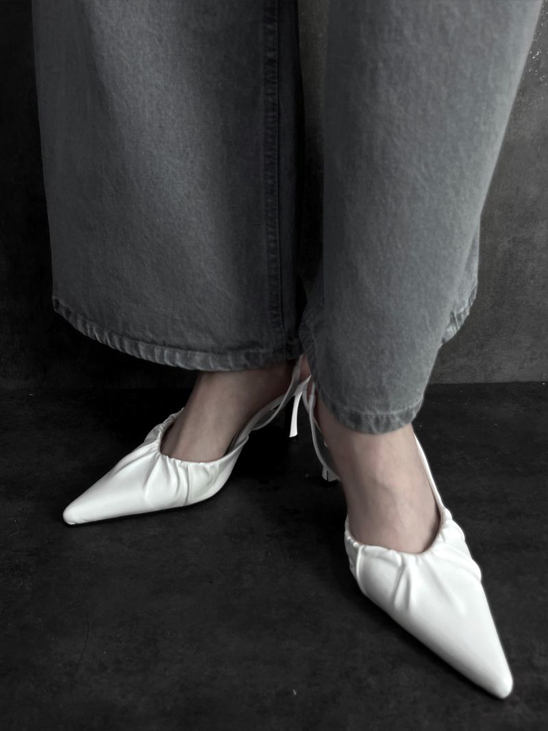 shirring leather stiletto heels (2color)