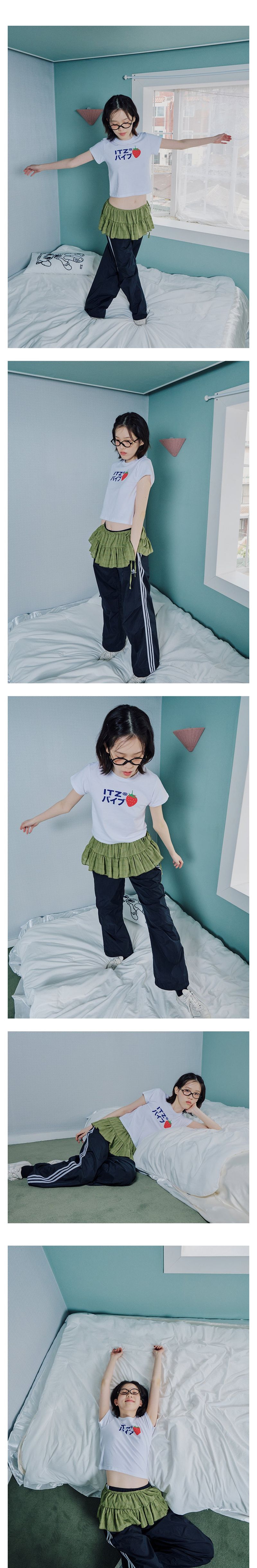 KIWI DOTTED LAYERED WRAP SHORT SKIRT