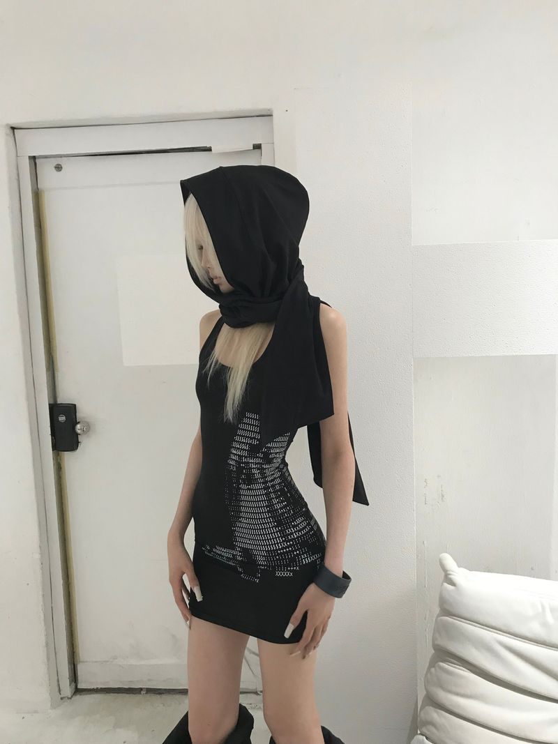GHOST HOOD SCARF(BLACK)