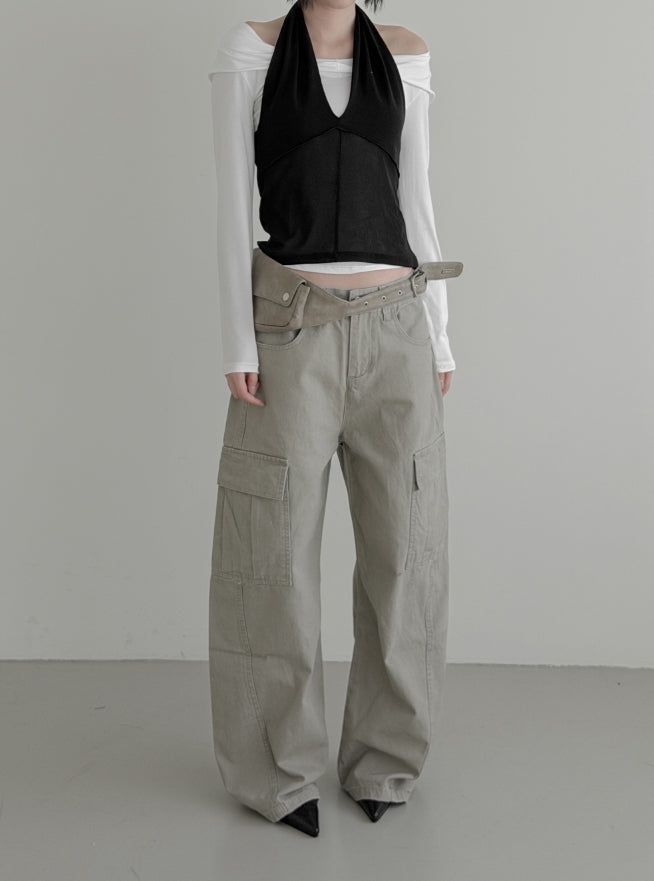 Blin Mesh Cowl Halter Top