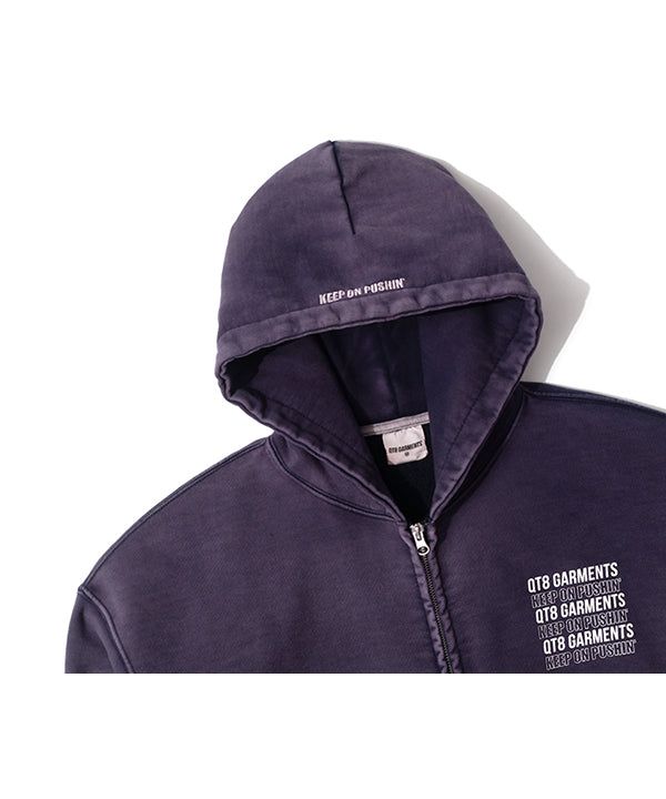 OC Slogan Washed Zip-up hoodie (Navy)