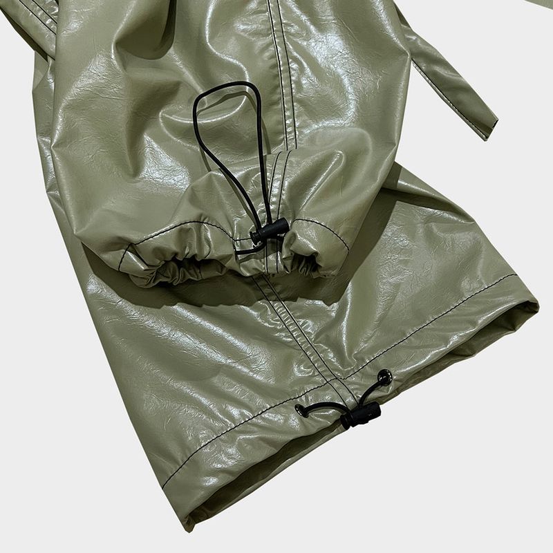 glossy strap pants_khaki