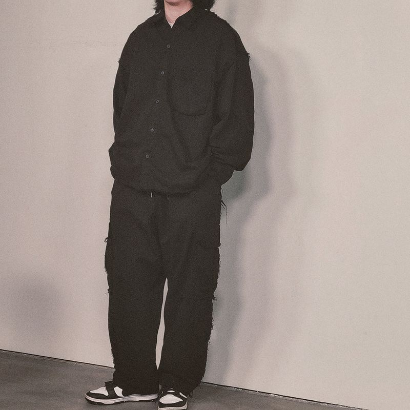 grunge plain shirt_black