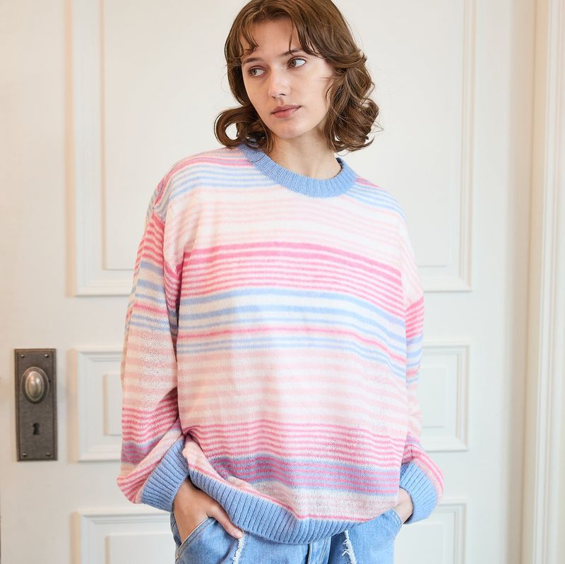 Multi stripe see-through knit