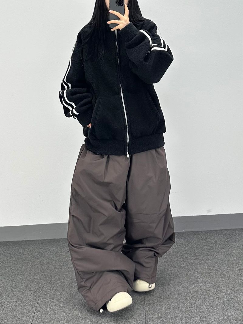 boa fleece track zip-up