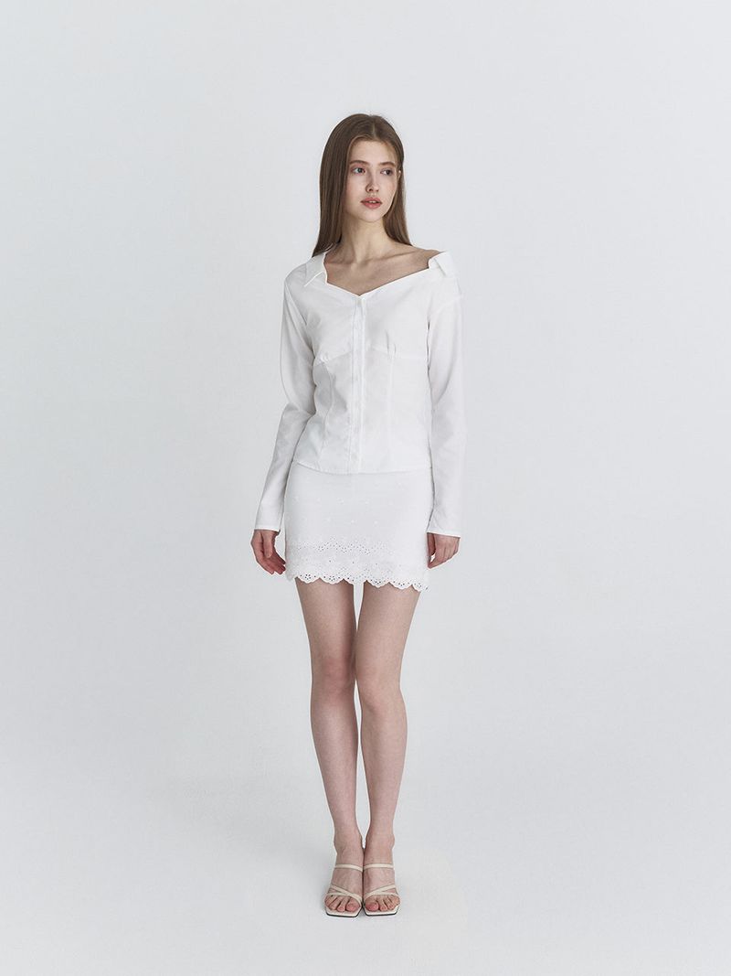Classy one-shoulder shirt (White)