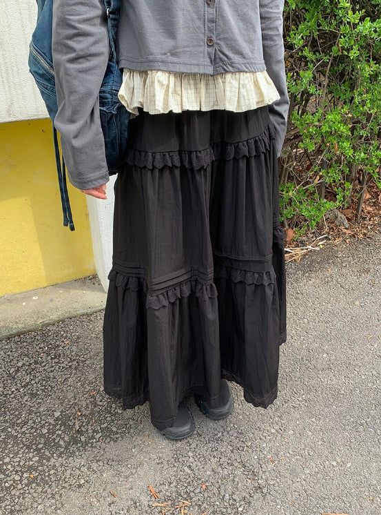 BAON（バオン）の「Vein Lace Banding Long Skirt（Skirts）」
