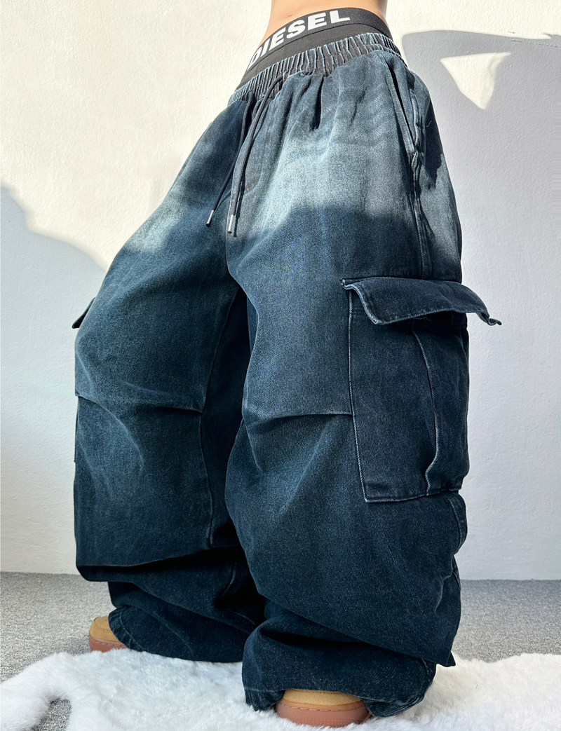 GRADATION PARACHUTE CARGO DENIM💙💚💛🩶🖤 - 4 COLORS