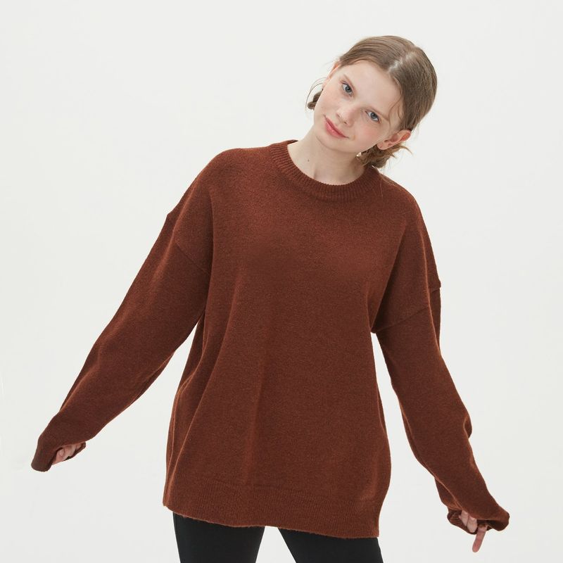 CASHLIKE ROUND NECK KNIT_CARMEL