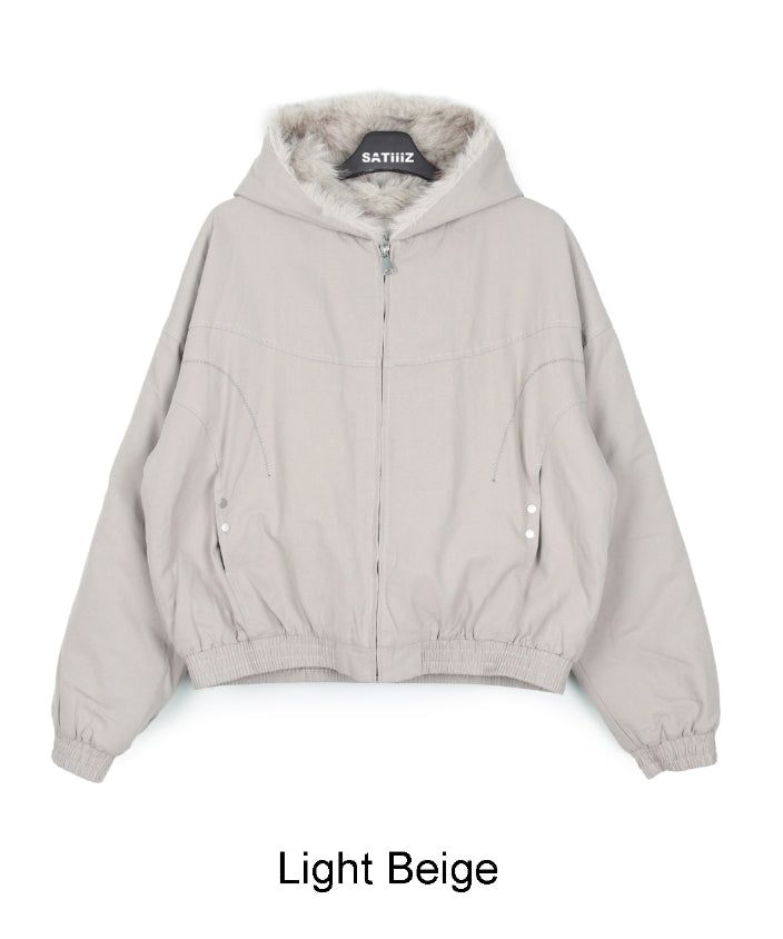 Rat Fur Hooded Bomber Jacket