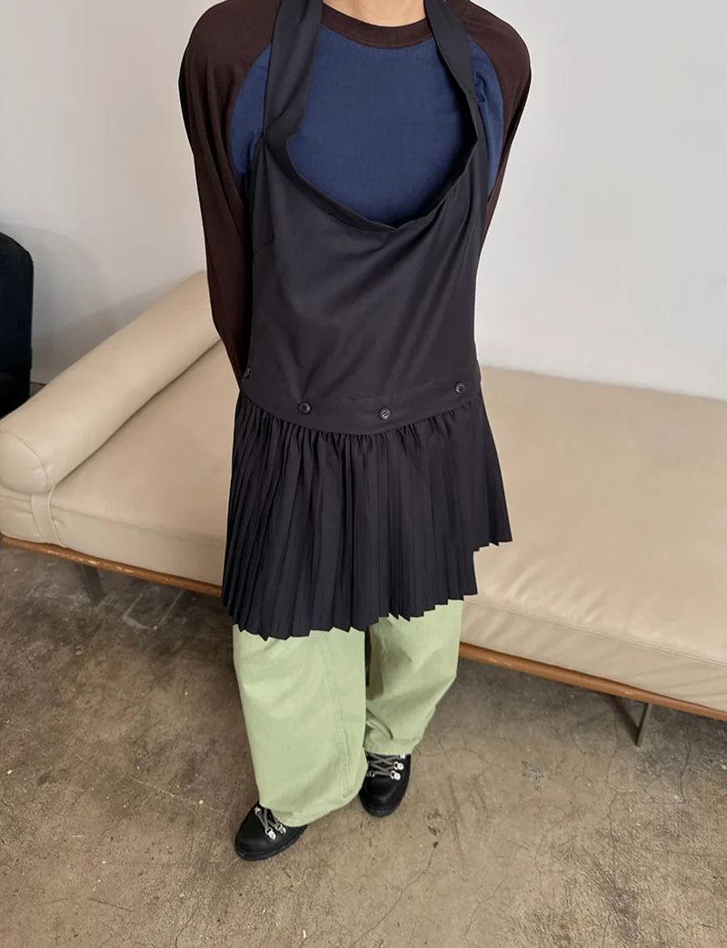 halter pleats layered dress