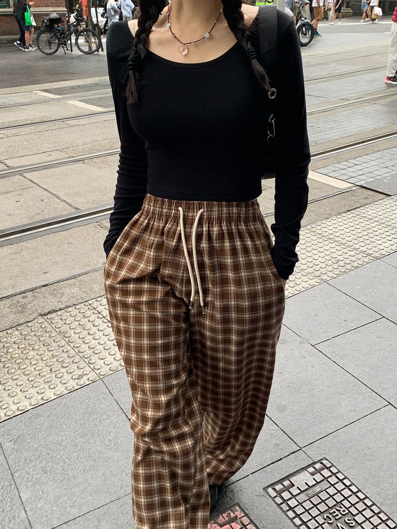 [MADE] Vino Checkered Banded Waist Pants