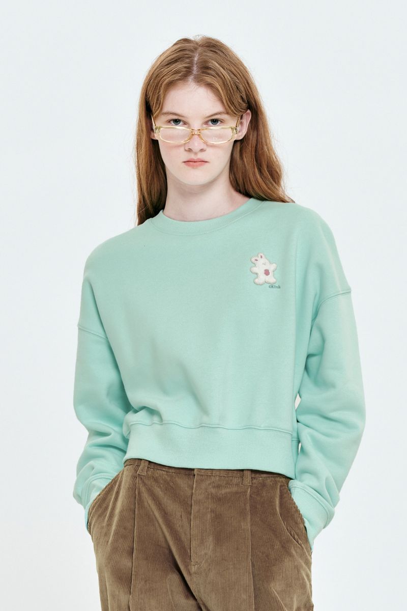 KIRSH（キルシー）の「WITTY BUNNY WAPPEN CROP SWEATSHIRT [MINT]（Tops）」