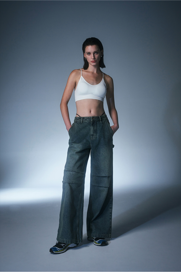 Parachute Washing Wide Denim Pants