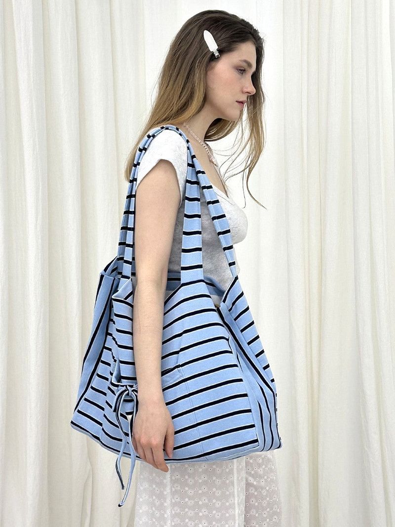 STRIPE STRAP SHOULDER BAG / SKYBLUE