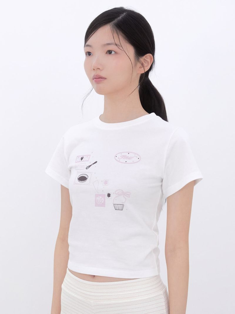 Baking Print T-Shirt(PINK)