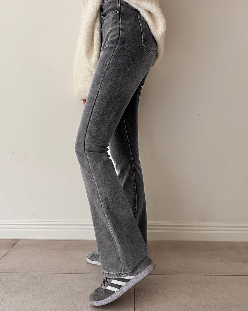 Fleece Bootcut Denim Pants