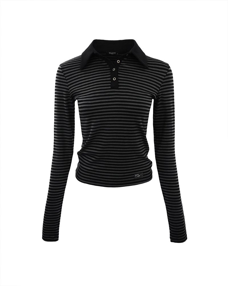 MagoRen SEOUL(マゴレン ソウル)の「Polo long sleeve Stripe Black(Tops)」