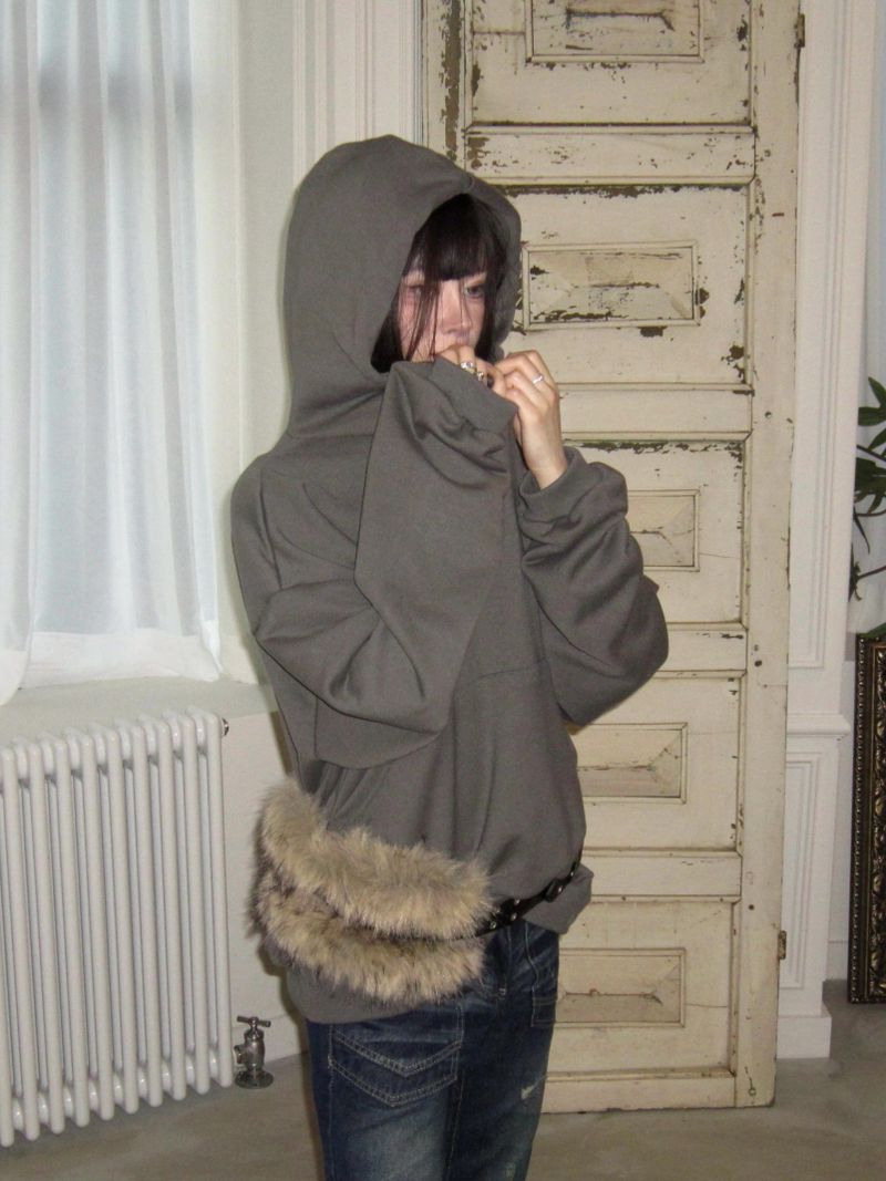 High-neck cropped hoodie