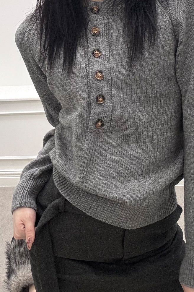 Uni Big Button Knit