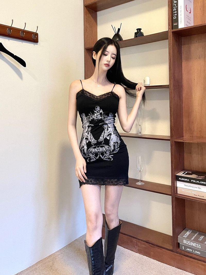 873. Goretic printing lace mini ops (2color)
