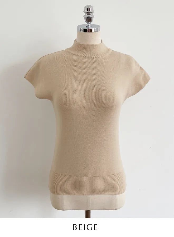 Rosley Half Neck Cap-Sleeve Knit