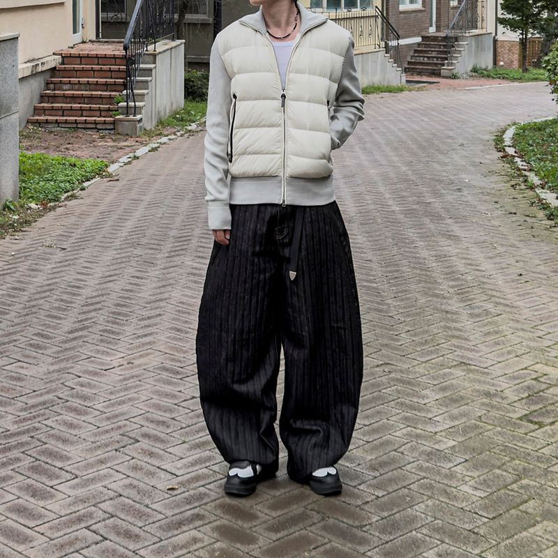 Herringbone Curved Denim Pants