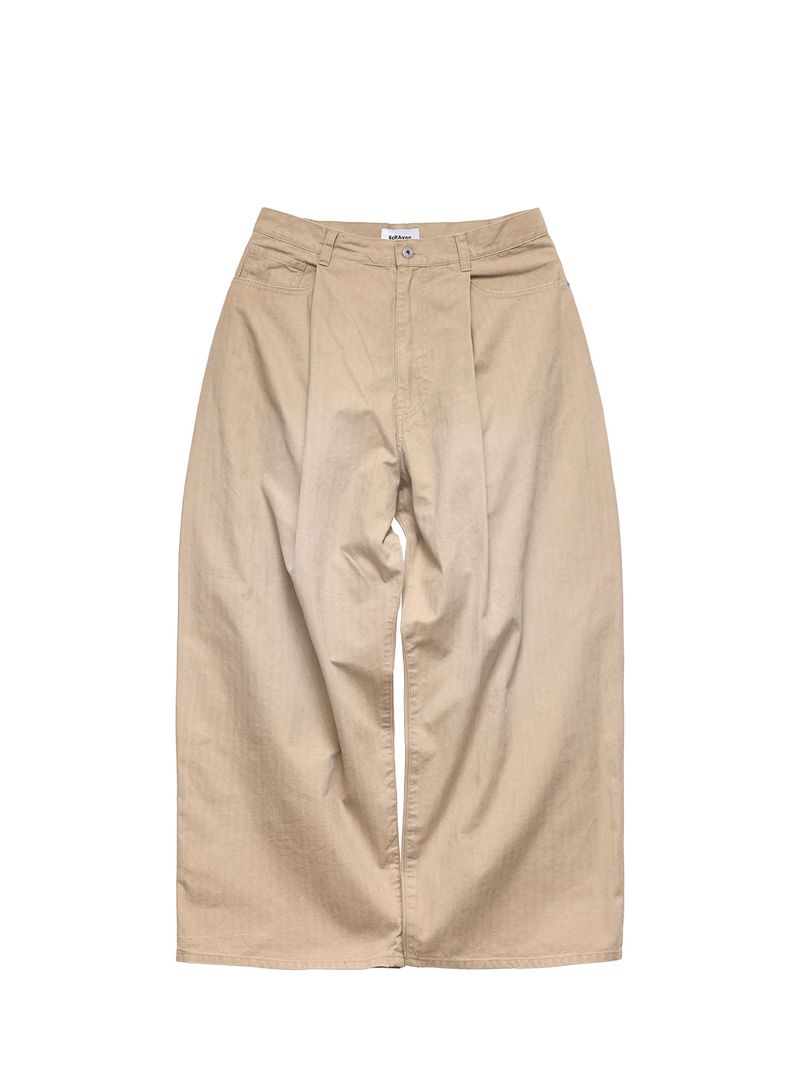 6CRAYON(シックスクレヨン)の「6CRAYON Khaki Classic Herringbone Washed Wide-Leg Trousers(Pants)」