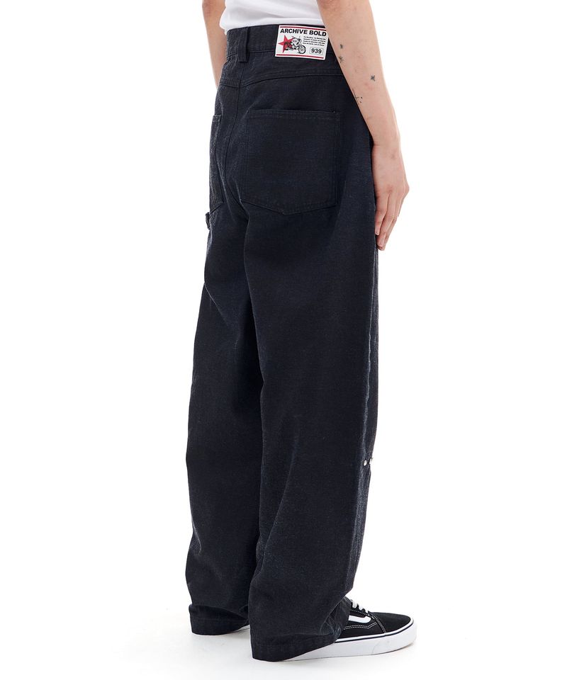 STUD DENIM CARPENTER PANTS (BLACK)