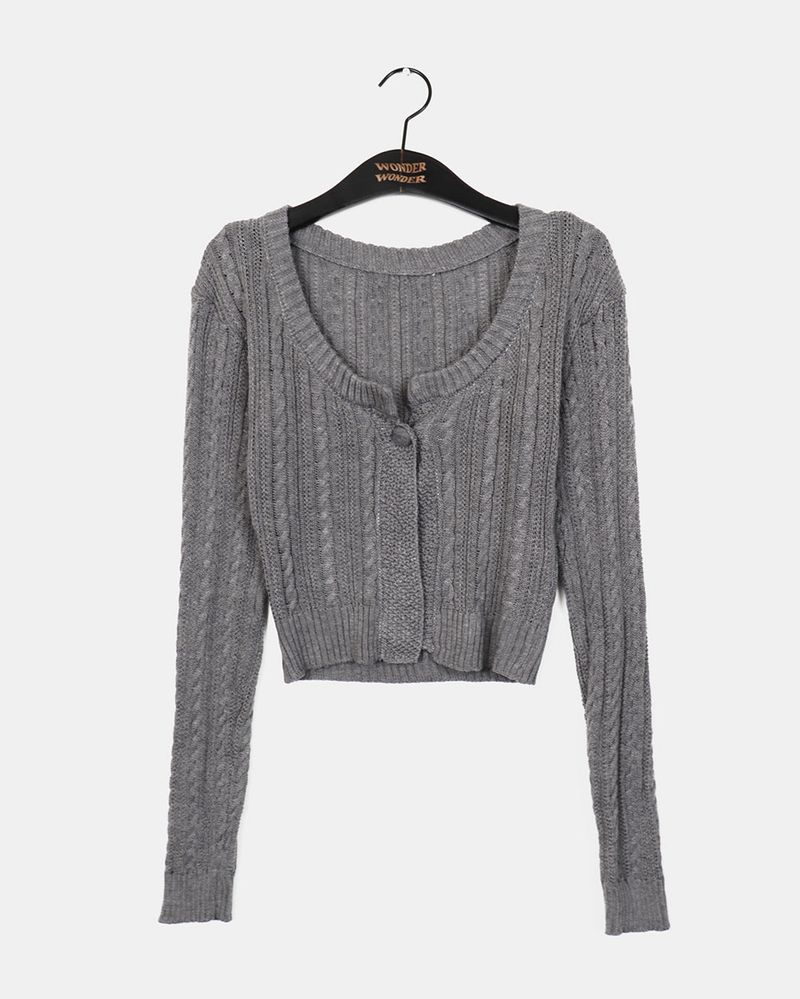 Renault Twisted one button Slim Fit Knit Cardigan