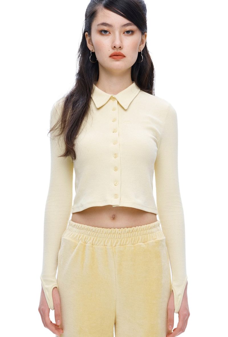 ITZAVIBE（イッザバイブ）の「[IBL002-13] COTTON SPAN BLOUSE YELLOW（Tops）」