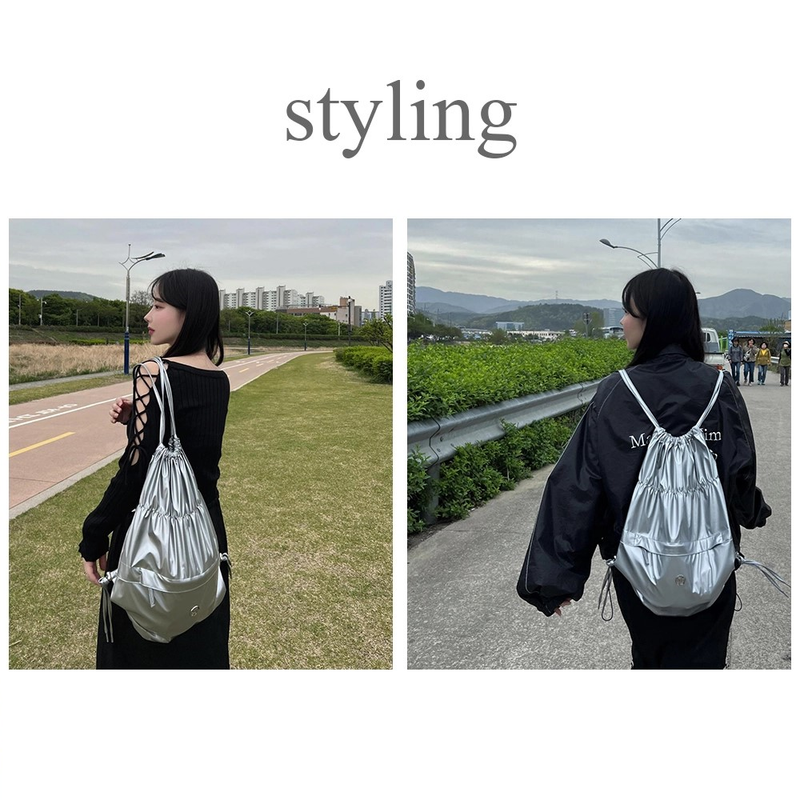 GLOSSY STRING BACK PACK_SILVER