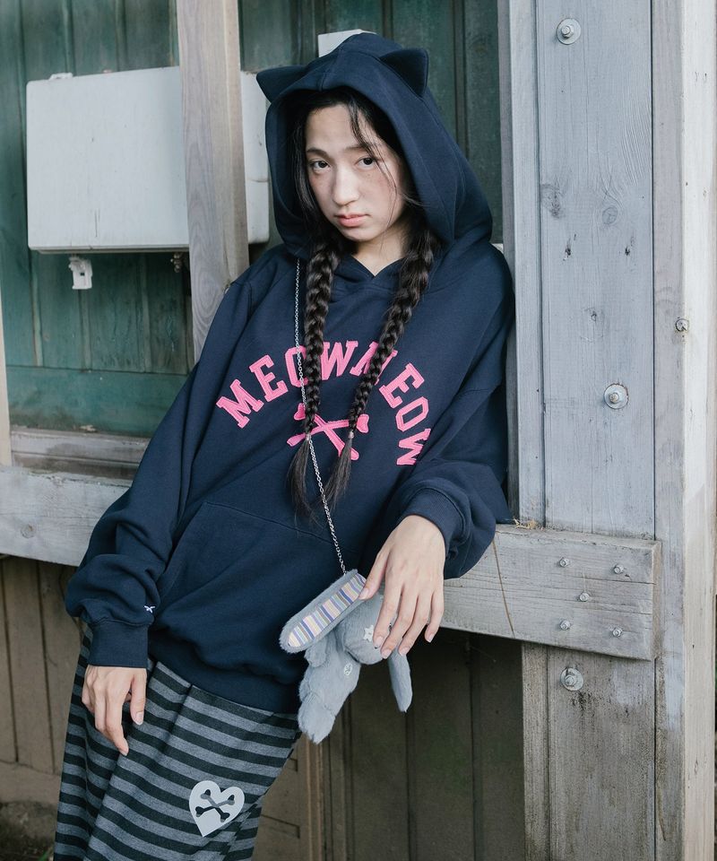 cavish（カビシ）の「MEOW MEOW CAT EAR HOODIE NAVY(CV2GFFM401A)（Tops）」
