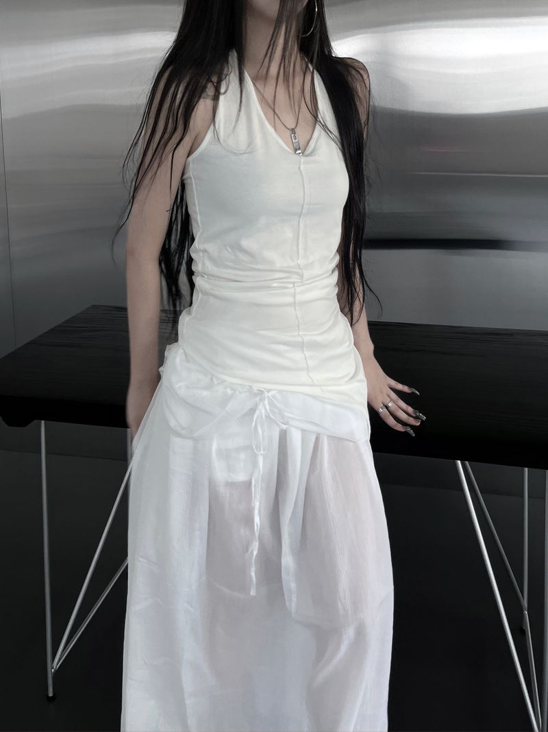clean unbalanced strap sleeveless (2color)