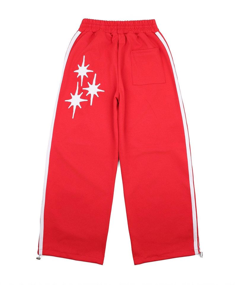 Star Piping Track Balloon Sweat Pants - Red
