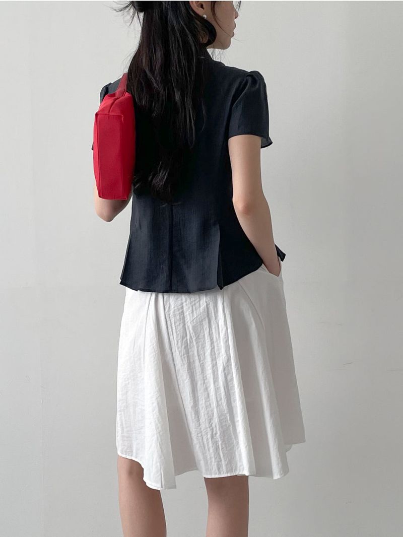Harbor Unbalanced Short Sleeve Blouse